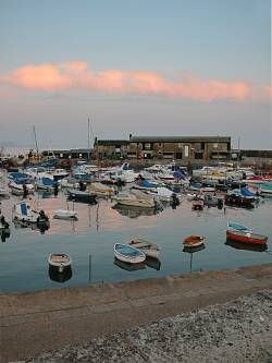 Lyme Regis harbour in the evening